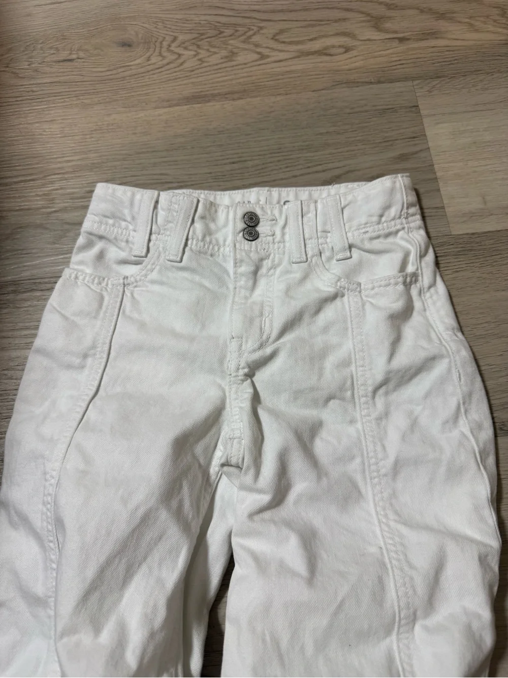 Gap Kids High Rise Stride Wide Angle Jeans White Denim Girls Size 8